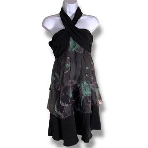 New XS Objects Without Meaning Dress Halter Style  Boho Sleeveless Layered